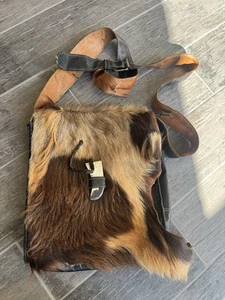 Gage XLG Crossbody bag made with New Zealand buck goat fur and leather - Picture 1 of 20