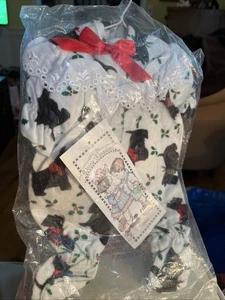 NEW Daisy Kingdom Scottie Dog Terrier Christmas Holly Footed Pajama 12” Doll NWT - Picture 1 of 7