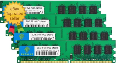 DDR2 8GB PC2 6400 Kit DDR2 800 UDIMM 2GB RAM 2RX8 1.8V CL6 Non - Image 1 of 4