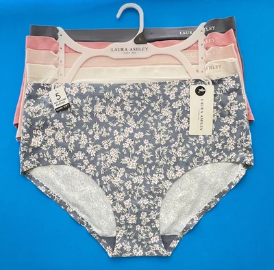 Laura Ashley 5 pares talla L calzoncillos calce suave ropa interior bragas florales lisas Foto 1 de 4