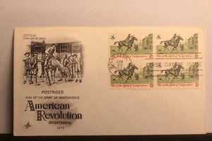 USPS FDC 1478 1973 8c Colonial Communications Post Rider ArtCraft 4 Stamp ST1002 - Picture 1 of 3