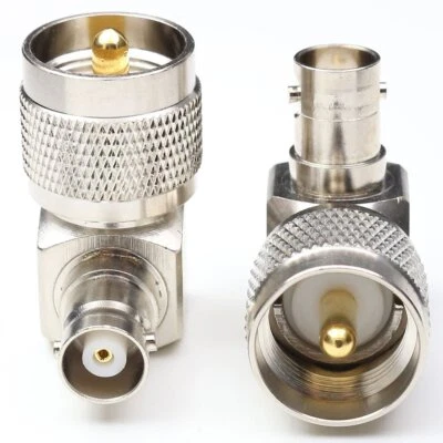 UHF Male to BNC Female Right Angle Connectors UHF to BNC Connectors PL259 Con... - Image 1 of 4