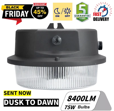 Proyector LED de 75 vatios de anochecer a amanecer granero exterior patio luz de seguridad 5000K blanco Foto 1 de 4