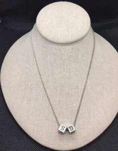 Sterling Silver 925 "SD" Initials Blocks Pendant Necklace 18" V409 - Picture 1 of 6