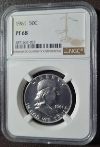 1961 Franklin Half Dollar PF-68 NGC (Lot 3) - Picture 1 of 2