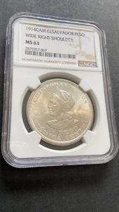 NGC MS 63 EL SALVADOR UN PESO 1914 UNC - Picture 1 of 2