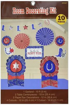 Набор для украшения комнаты вестерн ковбойские сапоги из 10 предметов на день рождения ферма красные синие - Изображение 1 из 4