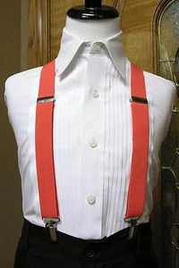 Boys suspenders set clip-on x back Black Coral Red Silver Mint Fuchsia Pink Jade - Picture 1 of 30
