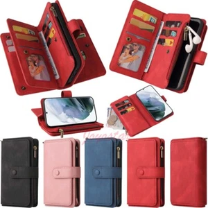 15 Card Holder Wallet Flip Leather Case Cover For Samsung S23 S22 S21 S20 S10 S9 - Picture 1 of 56