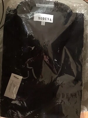 NIP Modena Mens BIG Fit Black Long Sleeve Solid Dress Shirt Neck 18 Sleeve 34/35 - Image 1 of 3