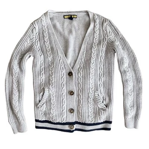 Prince & Fox Cable Knit Cardigan Womens XS/P Oatmeal Color 50% Cotton Sweater - Picture 1 of 5