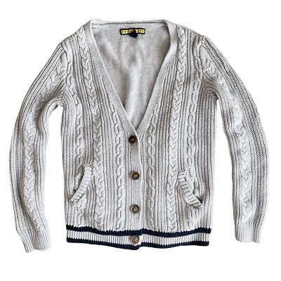 Prince & Fox Cable  Knit Cardigan Womens XS/P Oatmeal Color 50% Cotton  Sweater - Image 1 of 4
