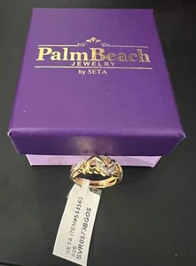 PalmBeach Gold over Silver Diamond Accent Interlocking Heart Promise Ring..... - Picture 1 of 2