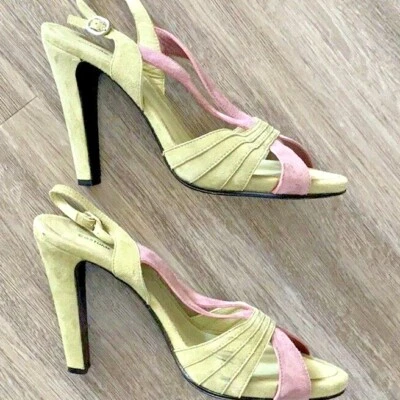 Costume National Heels Y2K Suede Green Purple T Strap Shoes VTG $400 9.5 - Image 1 of 4