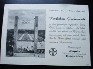 Postkarte Olympia Olympische Spiele Berlin 1936 Werbung Bayer IG Farben - Knick! - Bild 1 von 5