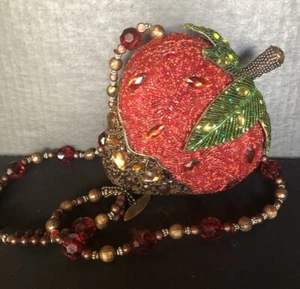 Mary Frances “Dip It”(Strawberry) Solidly Beaded Red Handbag/Shoulder Strap - Picture 1 of 8