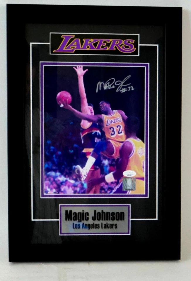 Magic Johnson Los Angeles Lakers Autographed 8"x10" Framed Photo JSA COA - Image 1 of 1