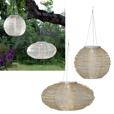 Große LED Solar Lampion-Laterne "FESTIVAL" für Außen Balkon Hänge-Leuchte Garten - Bild 1 von 3