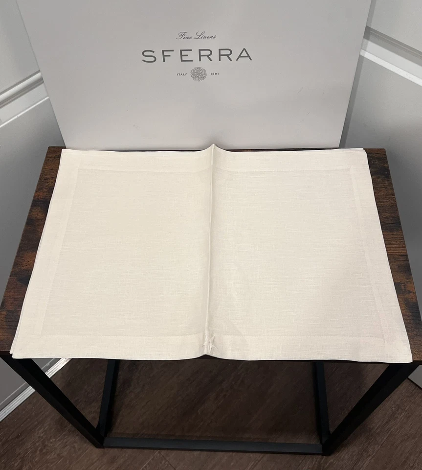 ITALY | SFERRA CLASSICO Placemats With Embroidered Star Linen 14 x20" Set/4 Ecru - Image 1 of 4