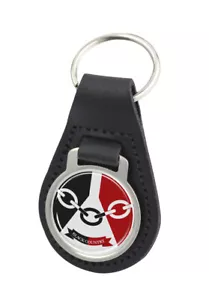 Black Country Quality Black Leather Round Keyring - Picture 1 of 1
