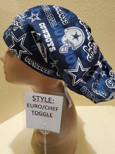 Dallas Cowboys Pennant NFL Women's Euro/Chef Surgical Scrub Hat/Cap - Picture 1 of 6