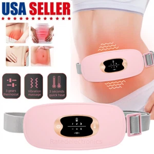 Electric Heating Menstrual Vibration Soft Pad Belt For Period Pain Relief Cramps - Picture 1 of 12