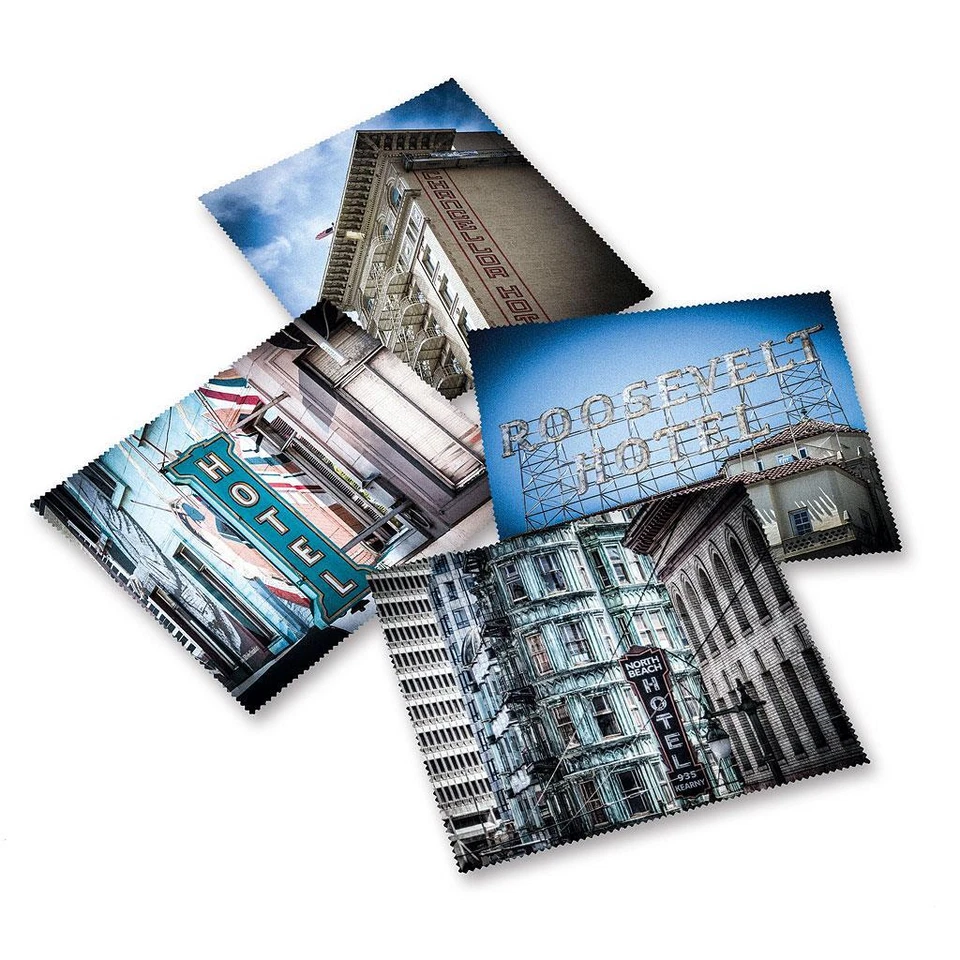 VICTORIA ETUIS Motiv Microfasertuch mit Hotels | Brillenputztuch | Brille putzen - NEU