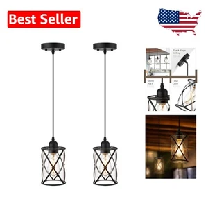 Black Mini Pendant Lights with Clear Glass Shade - Perfect for Kitchen Islands - Picture 1 of 10