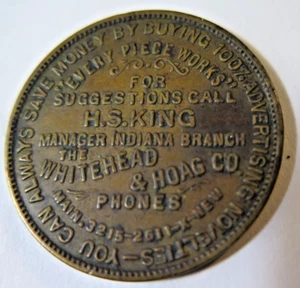 ALWAYS SAVE MONEY BY BUYING 100% SWASTIKA TOKEN MEDAL Whitehead & Hoag GOOD LUCK - Picture 1 of 5