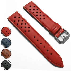 Estilo Rally - Carreras Perforadas - Correa de Banda de Reloj de Cuero Italiano - Agujeros Pequeños - Imagen 1 de 12