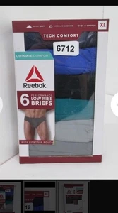 Reebok Low Rise Performance Herren Slips 6er Pack (Größe XL) BRANDNEU IM PAKET - Bild 1 von 3