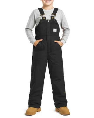 HISEA Kids Insulated Bib Overalls Canvas Hunting Snow Pants Jumpsuit Zip Snap - Image 1 of 4