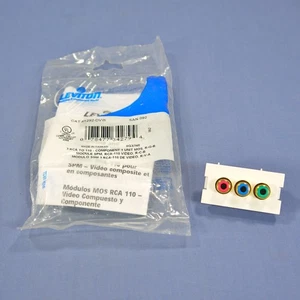 Leviton White 1-Unit MOS Wallplate 3-Port RCA Audio Video Jack Module 41292-DVW - Picture 1 of 6