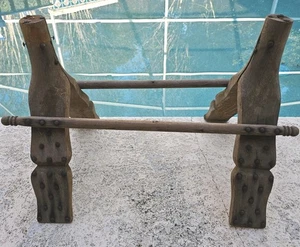 Vintage Ägyptisches Kamel Sattel Sitz Hocker Massivholz Messing Akzente ohne Kissen 26" - Bild 1 von 9