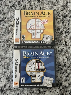 Nintendo DS Brain Age 1 & 2 Game Bundle Complete With Manual *CIB Tested - Image 1 of 4