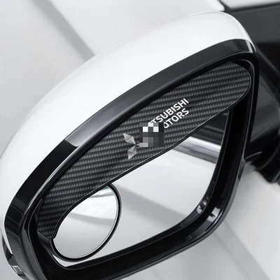 2PCS  Mitsubishi Carbon Fiber Car Rear View Side Mirror Rain Board Eyebrow Guard - Image 1 of 4