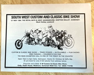South West Custom And Classic Bike Show UK Vintage 1984 Magazine Print Ad - Picture 1 of 7