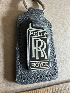 Vintage Rolls Royce Chrome & Leather Key Fob Ring Genuine OEM Made In England - Picture 1 of 6
