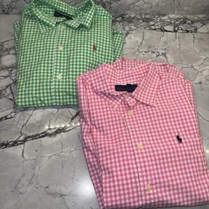 Polo Ralph Lauren Boys Youth XL (18/20) Button Up Shirt Lot Pink Green Checked - Picture 1 of 5