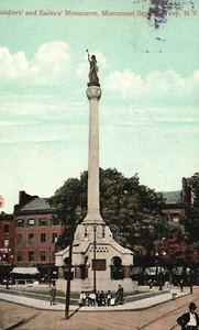 Vintage Postkarte 1910er Soldaten und Matrosen Denkmal Platz Troja New York NY - Bild 1 von 2