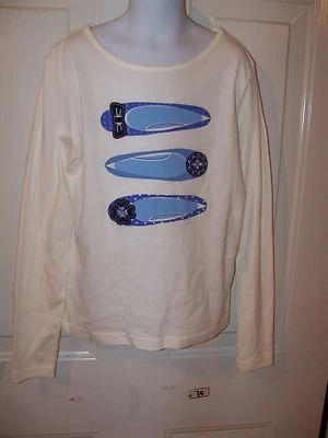 Hartstrings Ivory Shoes Print Long Sleeve Shirt Size 12 Girl's NWOT - Image 1 of 3