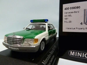 WOW EXTREMELY RARE Mercedes W126 420SEL Polizei Police 1:43 Minichamps-450/560/S - Picture 1 of 3