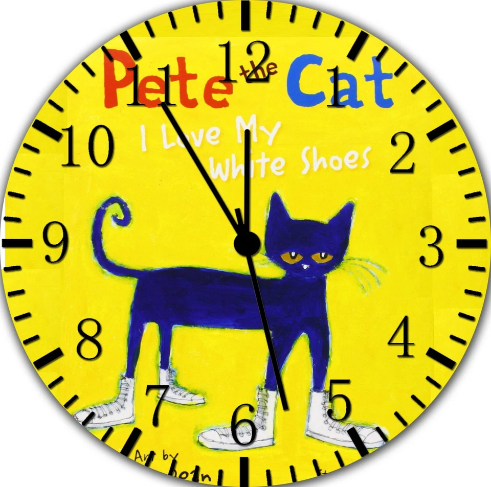 BORDERLESS Pete the Cat Frameless Silent Wall Clock Nice For Gifts or Decor G34