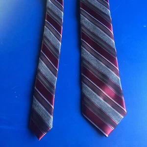 Men’s tie 59” Red Silver Stripes Structure Neckwear 100% Polyester (#460) - Picture 1 of 6