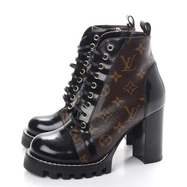 Louis Vuitton Brown Suede Empreinte Fold Over Lace Up Ankle Boots