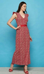 Tranquillo Maxi-Kleid Long-Dress rot red (Bio) Baumwolle (organic) FIEFIE E20E10 - Imagen 1 de 4
