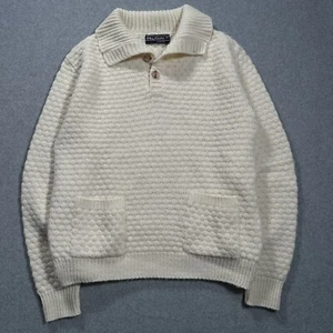 Vintage Oleg Cassini Men's Sweater Beige Cream Knit Weave Pattern Sz Large READ! - Picture 1 of 10