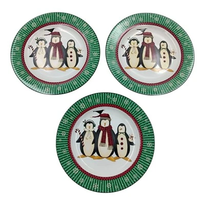 Juego de 3 platos de ensalada de postre Sakura Debbie Mumm Holiday Penguins Navidad Foto 1 de 3