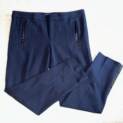 Banana Republic Women’s Sloan Pants Navy w Faux Leather Size 12 - Image 1 of 4