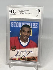 Press Pass Authenticics Amare Stoudemire 2002 radiocontrol novato automático Beckett BCCG 10 - Imagen 1 de 6
